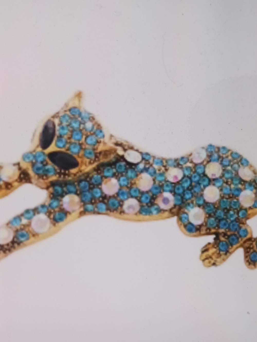 Blue Sparkle Leopard. Brooch